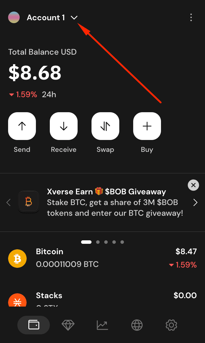 switch account xverse